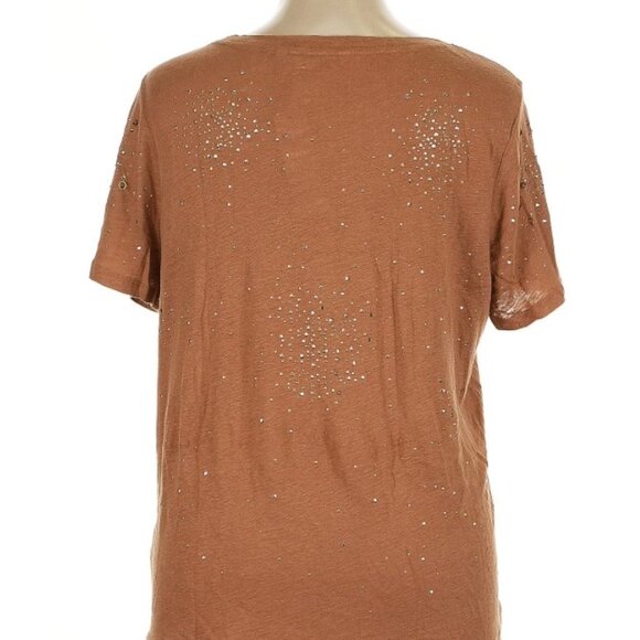 SOFT SURROUNDING WOMEN TOP LINEN SEQUINS SHORT SLEEVES - Picture 2 of 6